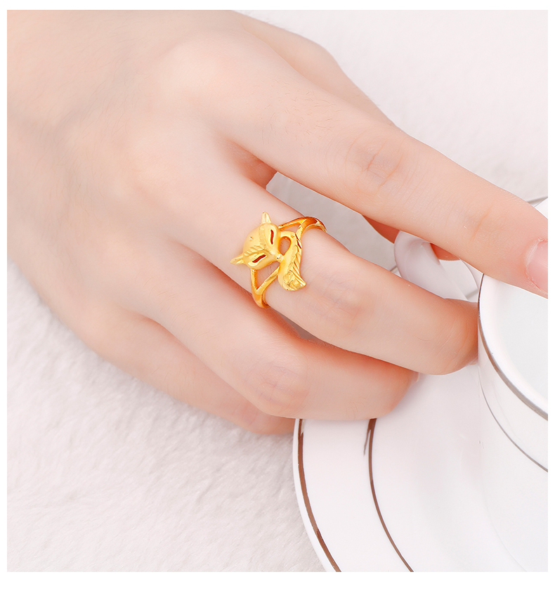 zsk珠宝狐狸黄金戒指女小狐狸999足金女戒潮流时尚金戒指工费40元576