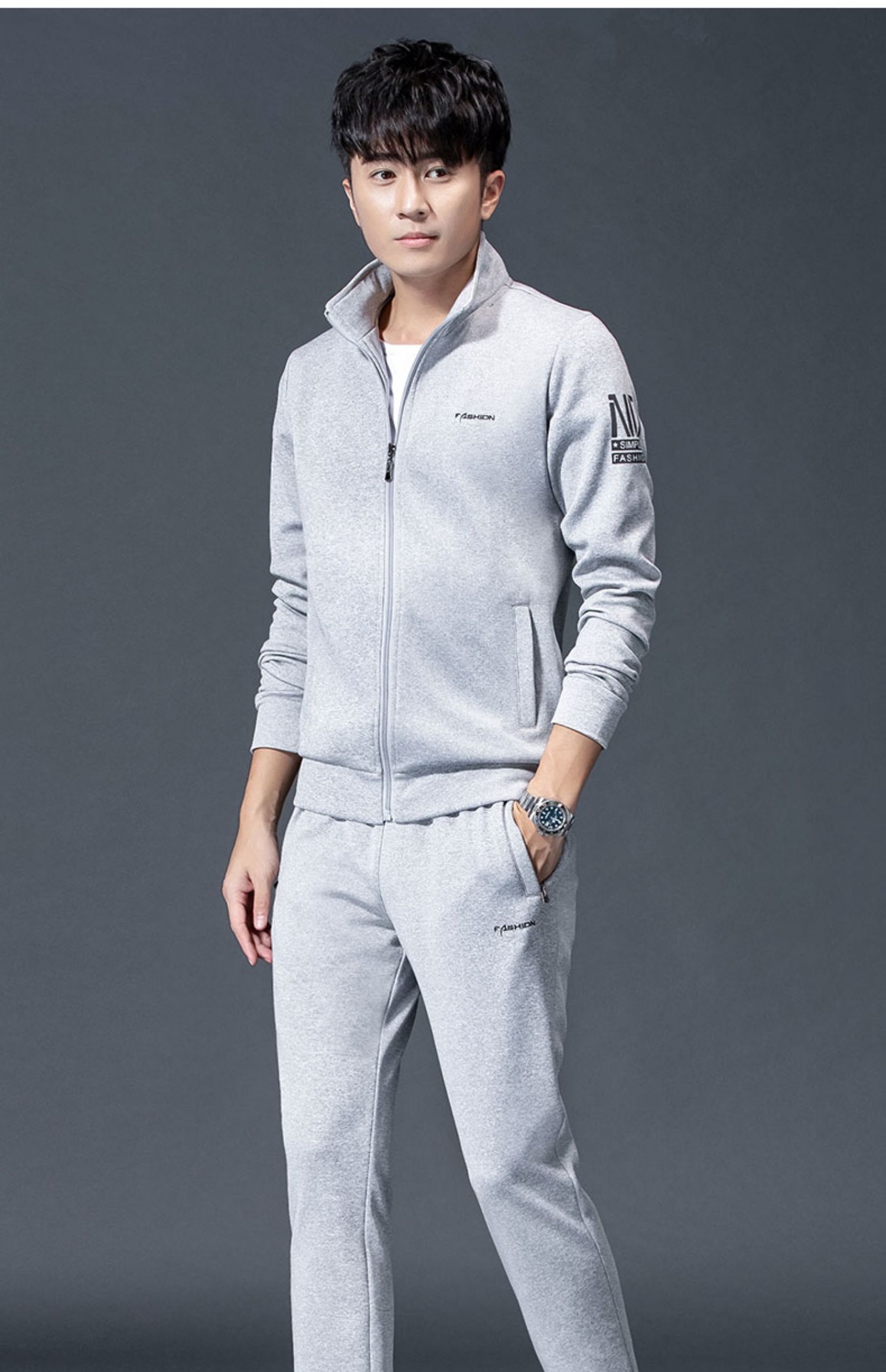 男士休闲运动套装男春秋装加绒加厚秋冬季跑步卫衣运动服衣服迈尔尼诺