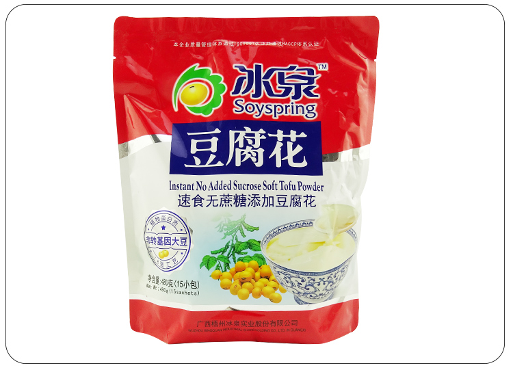 冰泉 速食无蔗糖豆腐花480g袋装 豆腐脑甜豆花营养早餐食品豆粉代餐