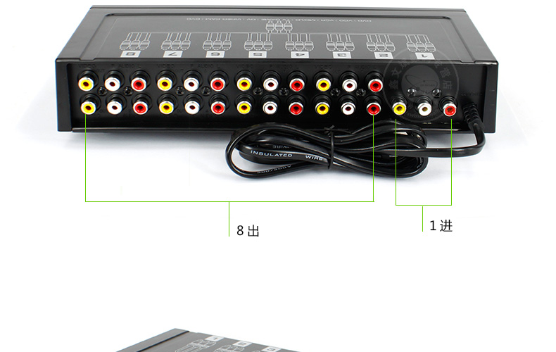 8口av一進八出分配器音視頻av分頻器av顯示器分屏器一分八定製