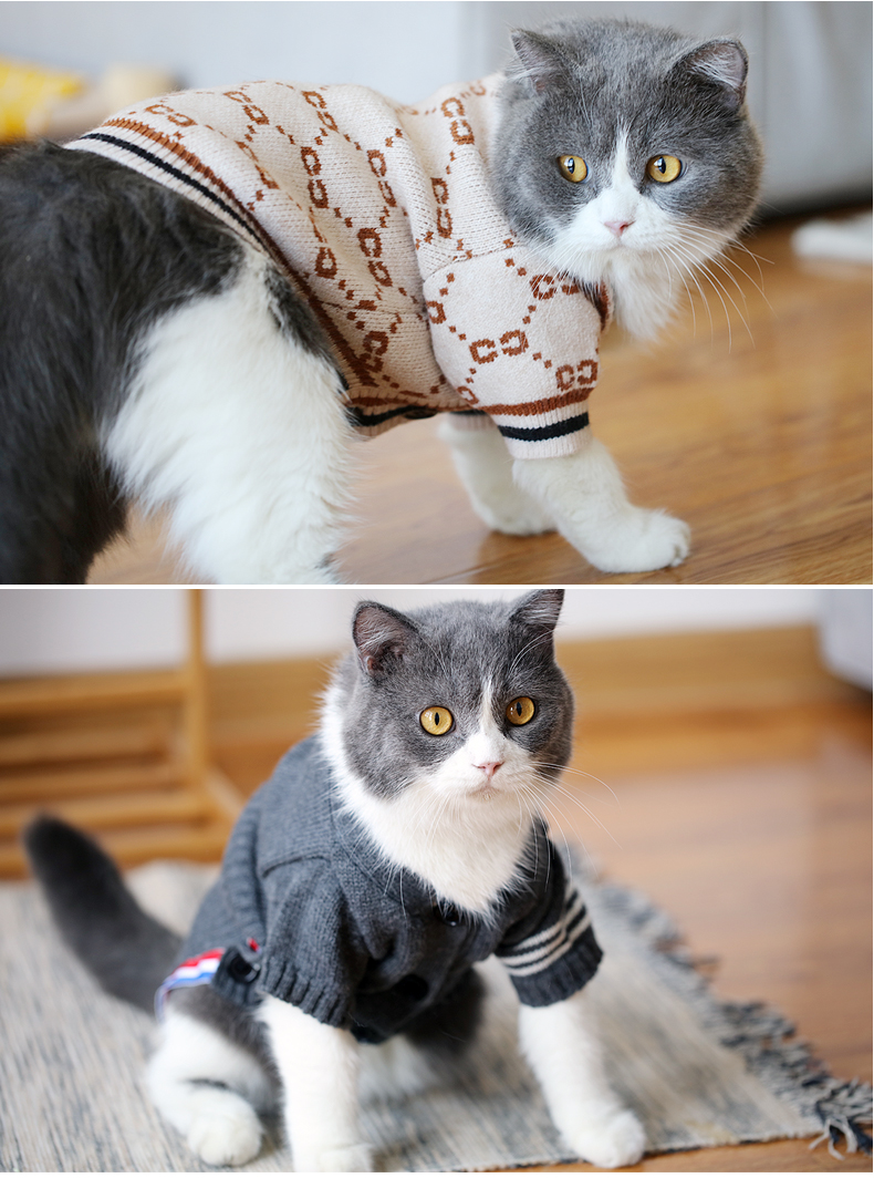 宠物猫咪毛衣小猫衣服秋冬英短蓝白美短可爱亲子装毛衣