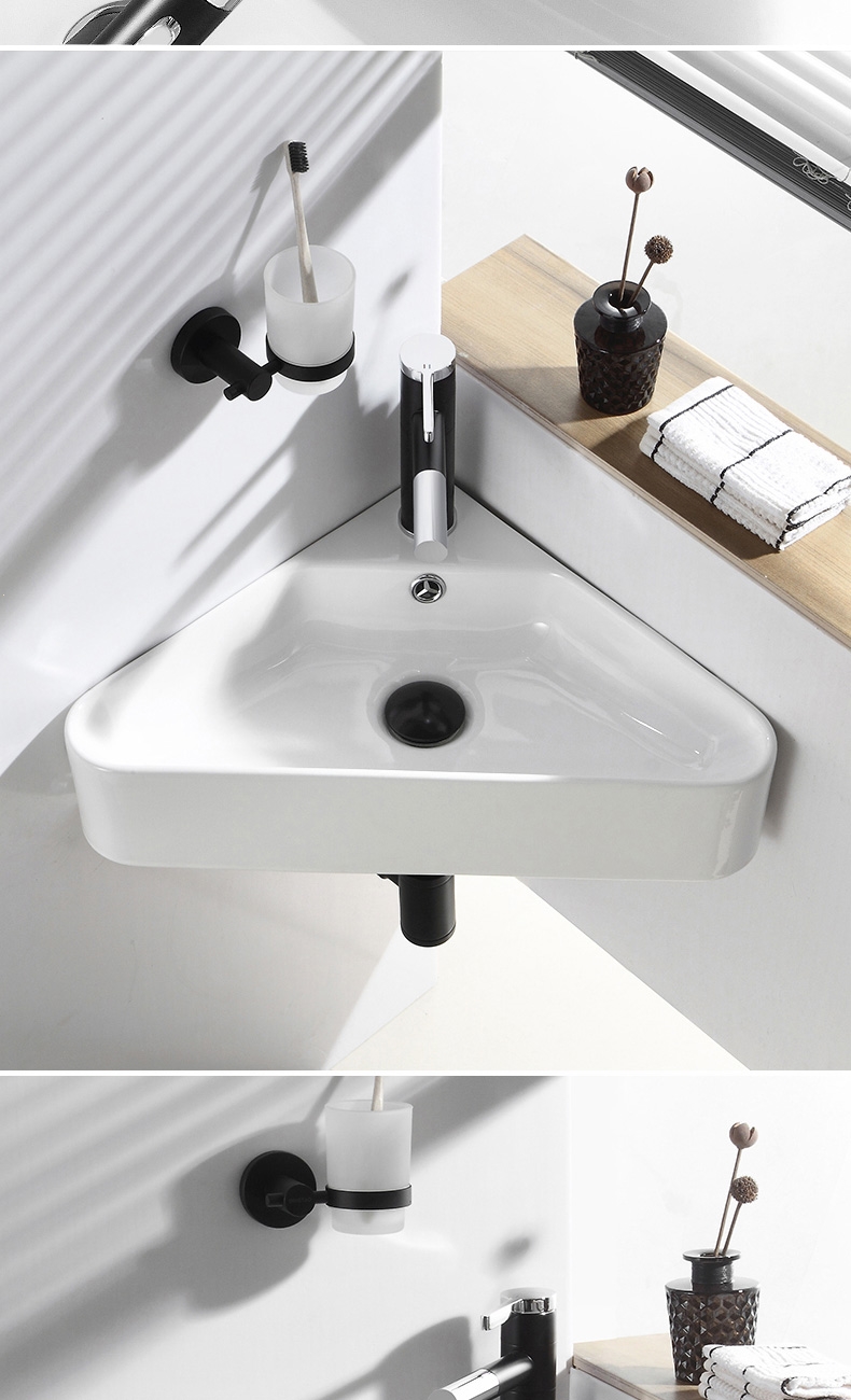 挂墙洗手盆转角小台盆古达卫生间迷你小号三角洗脸盆简易陶瓷洗漱台