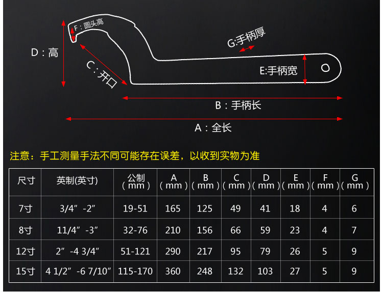 定做月牙扳手钩形板手半圆绞牙拆水表工具拆卸勾型钩头扳手