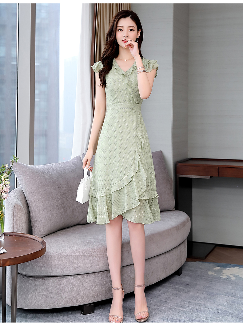 时尚潮流时尚潮流2019夏季中年少妇女装衣服短袖雪纺连衣裙子夏天30到