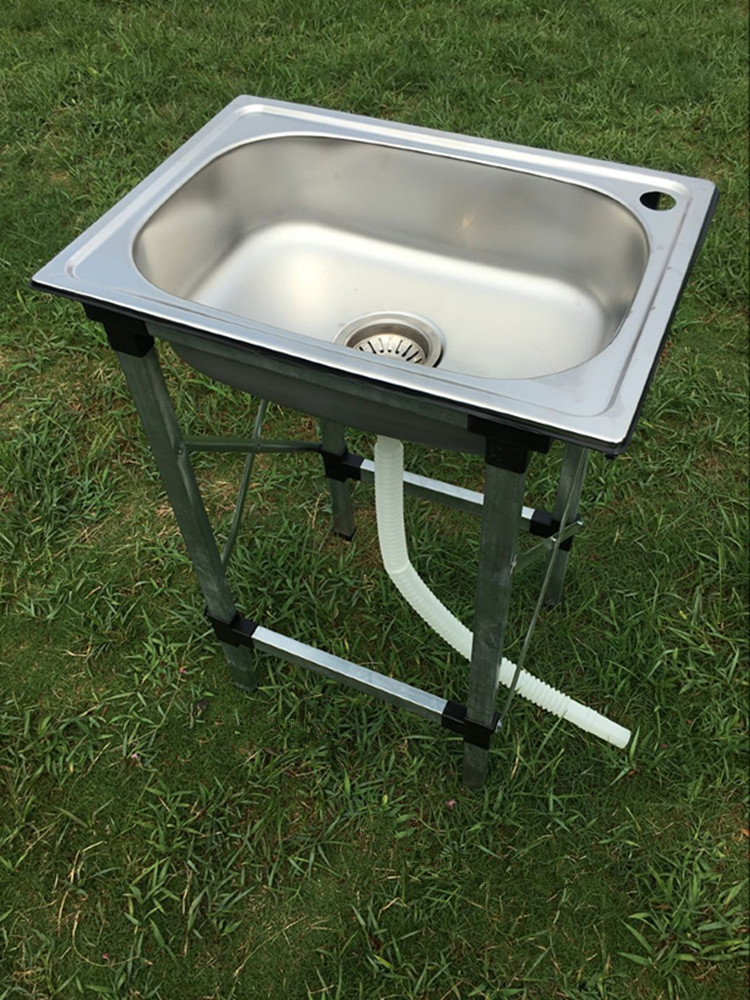 闪电客可移动简易厨房洗菜盆水池水 单单盆 洗手盆水斗带支架 上墙