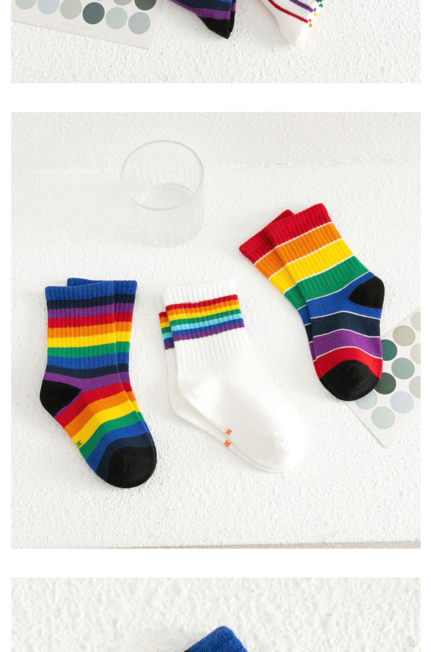 喻娄彩虹袜春秋款儿童袜子男女童宝宝中筒袜冬季韩国个性潮牌袜子