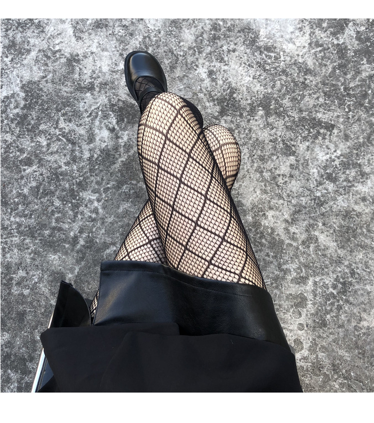 网格黑丝袜女蕾丝连裤袜子超薄款黑色ins潮jk渔网袜性感情趣网红小