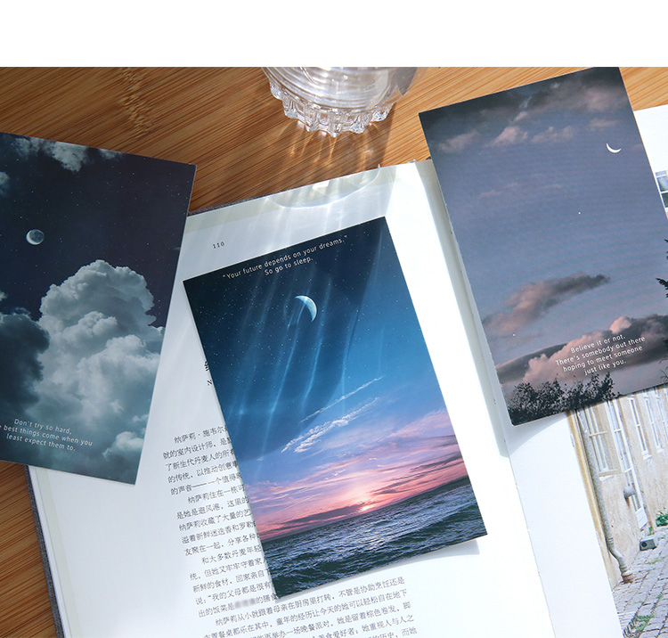 月升王国风景明信片手绘diy毕业留言纸ins插画生日装饰感谢贺卡片feng