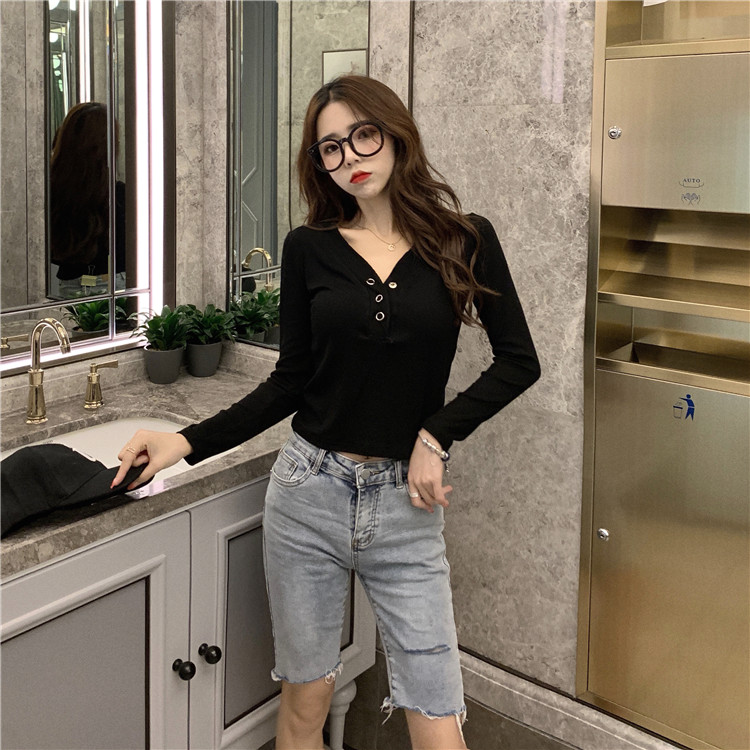 孜牧网红抖音主播服装女直播上镜衣服气质性感修身甜美女t恤秋女上衣