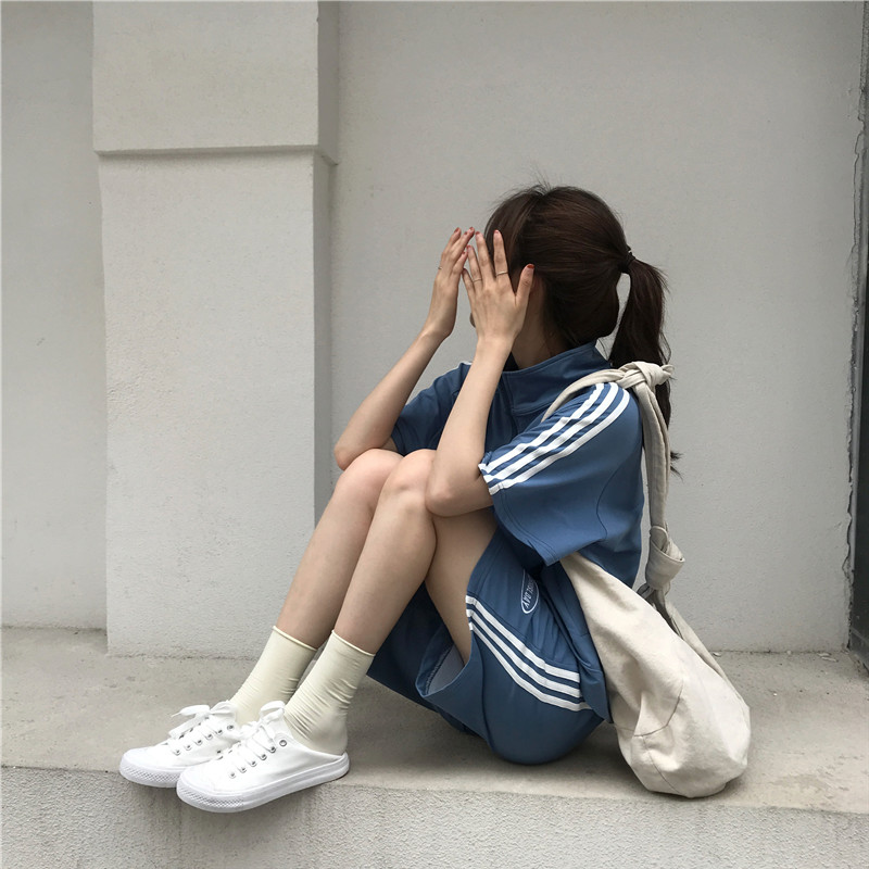 女装夏季2019新款运动休闲套装潮红洋气减龄裤装两件套学生时尚