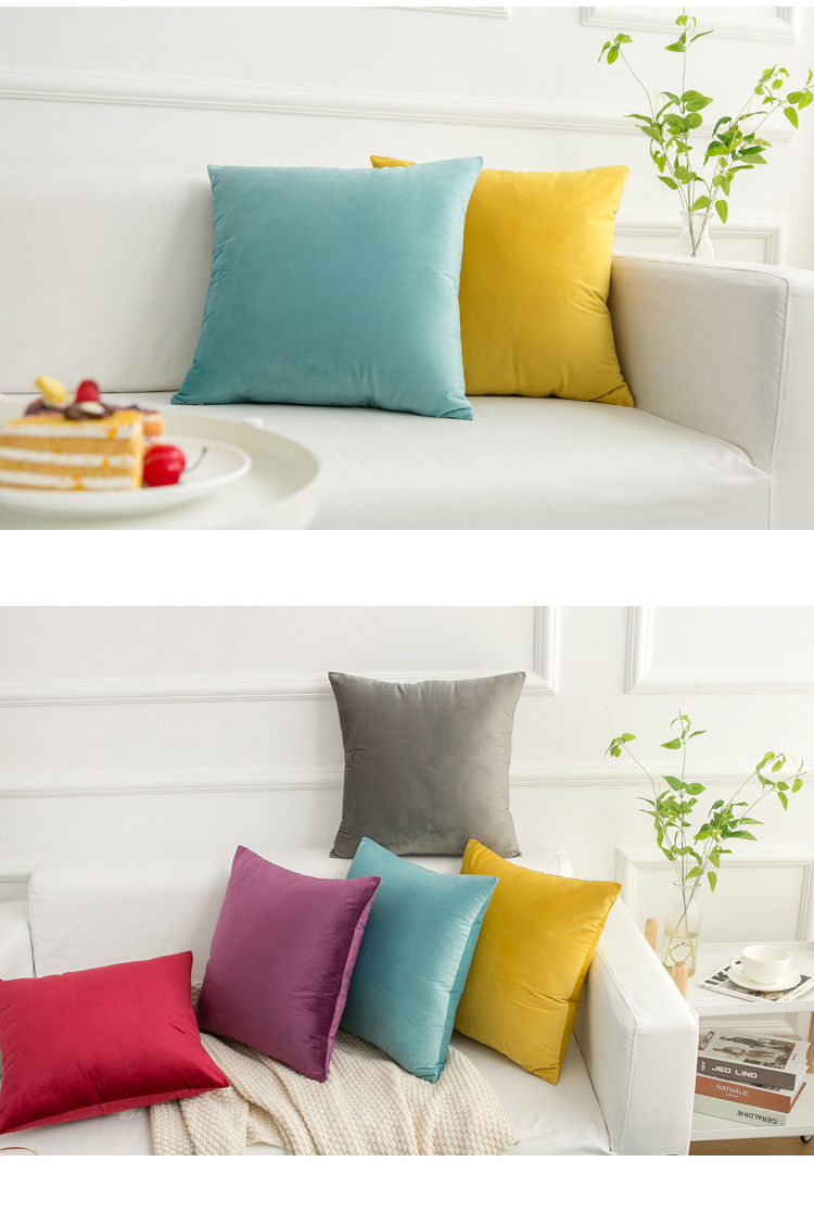 北欧天鹅绒抱枕纯色靠垫沙发靠垫办公室腰靠枕床头靠背垫抱枕套