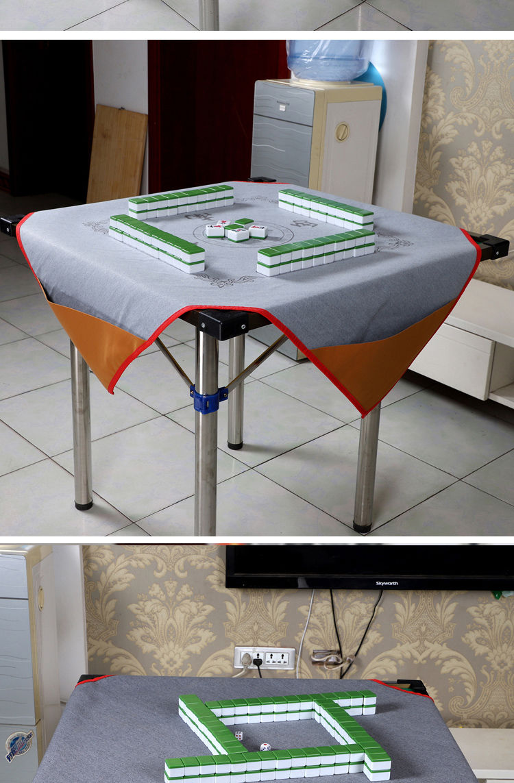 麻将桌布家用加厚麻将垫大号112米皮革防滑消音正方形带兜红色1mx1m