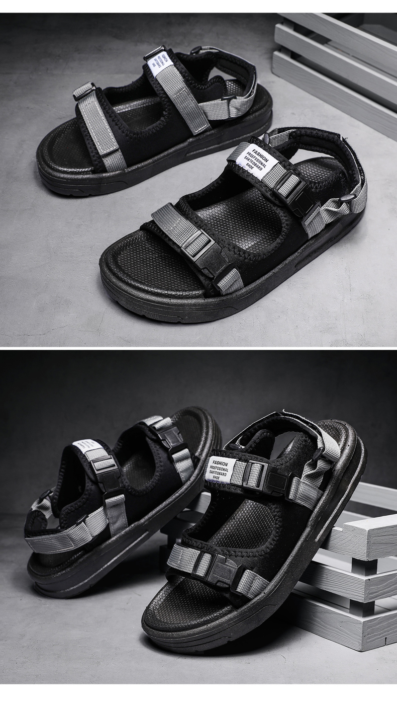 男童凉鞋2021新款夏季黑色儿童学生中大童两穿凉拖沙滩鞋男孩鞋子