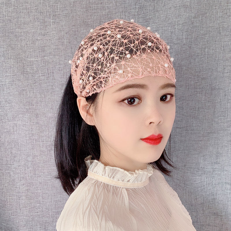 夏季蕾丝珍珠发带宽边头巾女遮白发碎发洗脸外出头套时尚发箍发卡珍珠