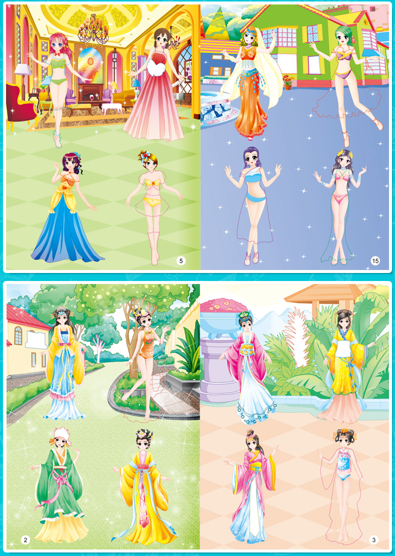儿童公主换装贴纸书4567岁女孩卡通叶罗丽换衣服秀粘贴纸贴画