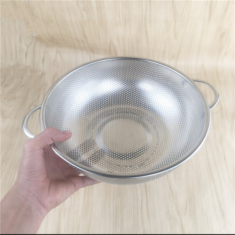 haoyangdao不锈钢网漏网篮洗米菜盆篮漏油盆淘米双耳密孔多用篮沥水盆
