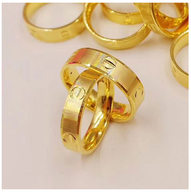 3d硬金螺纹黄金戒指男女款一字金戒足金999金子