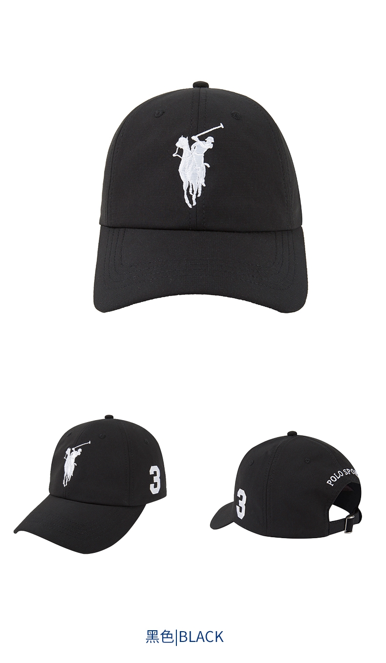 娜娜polosport彩标刺绣鸭舌帽bmz01黑色纯标可调节