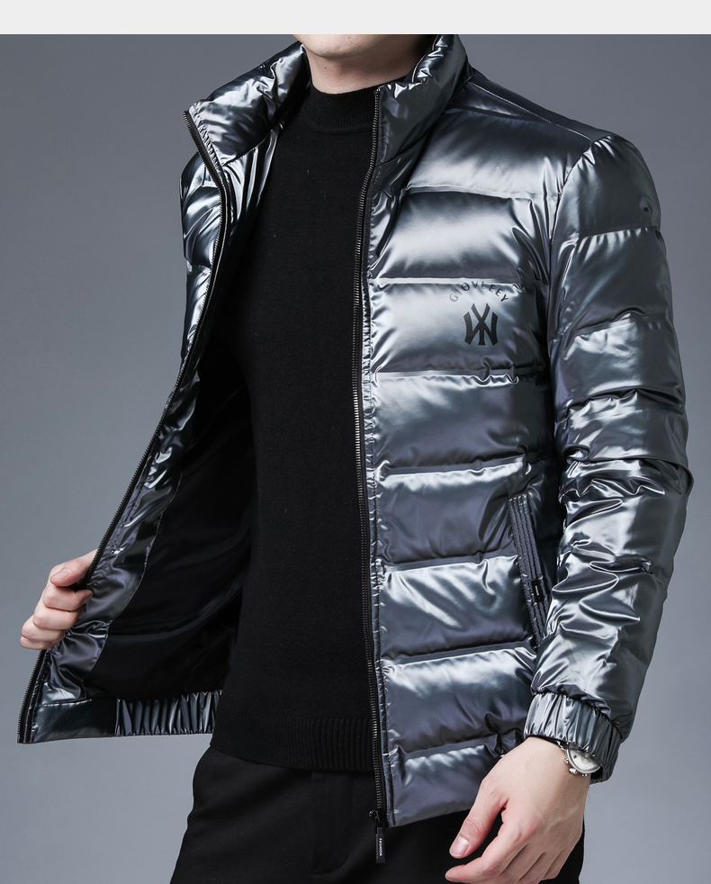 恒源祥男士羽绒服 恒源祥羽绒服男中年休闲立领亮皮防寒服冬季厚款