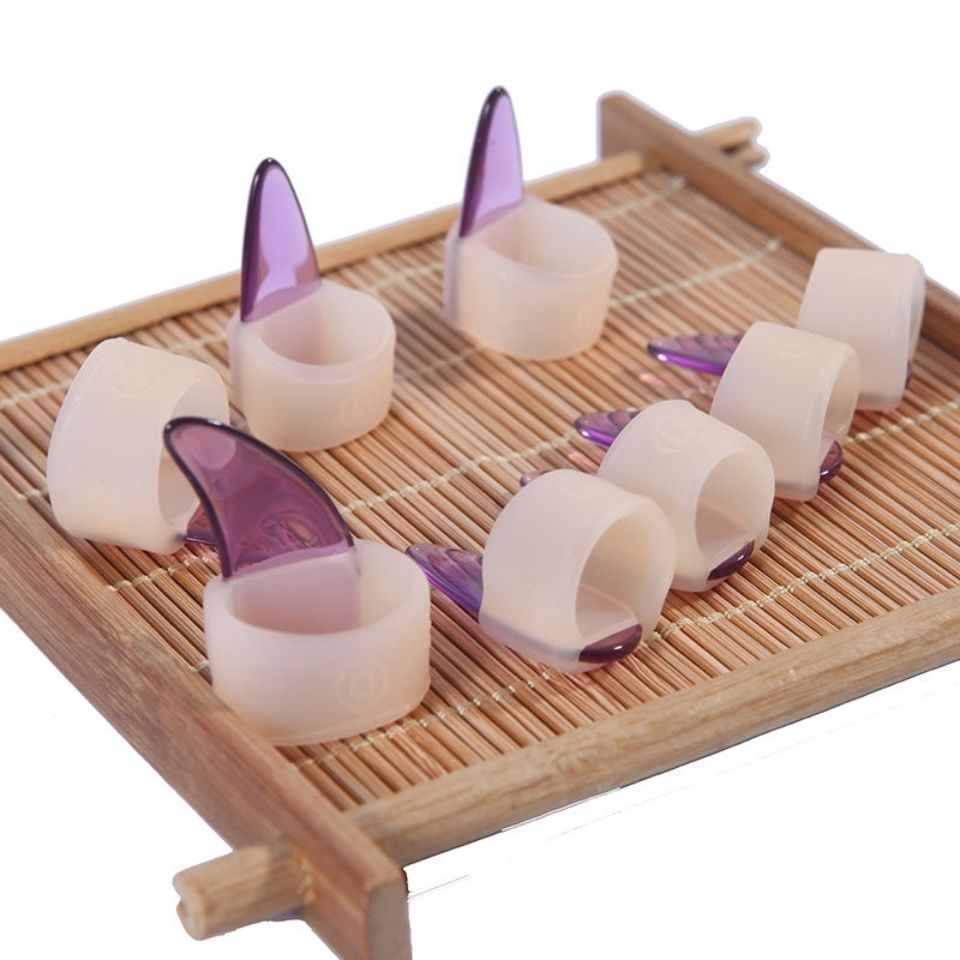 儿童透气凹槽指甲片指套 平面黑色指甲 肤色古筝指甲套左手4个小号