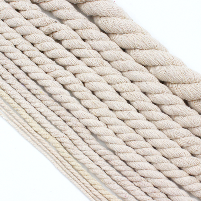 三股棉绳diy手工棉线粗麻花装扭绳带米白全棉麻绳捆绑绳子编织绳7mm10
