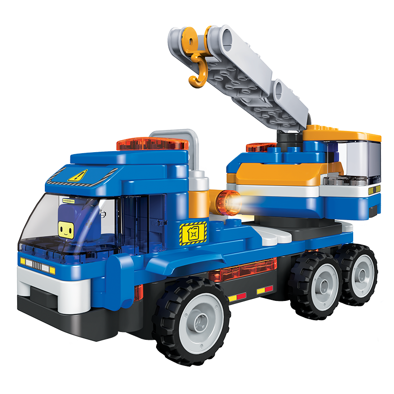 百变布鲁可鲁鲁吊车拼装布鲁克玩具男女孩儿童益智拼插大颗粒积木
