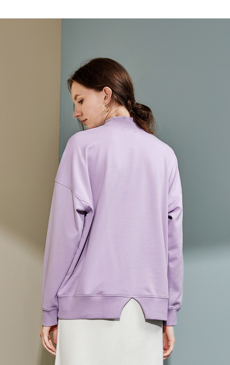 艾莱依2019秋季新款休闲宽松圆领经典数字运动卫衣女