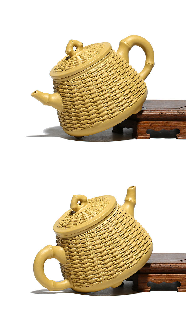 原矿段泥竹编竹篓紫砂壶曹志刚全手工茶壶