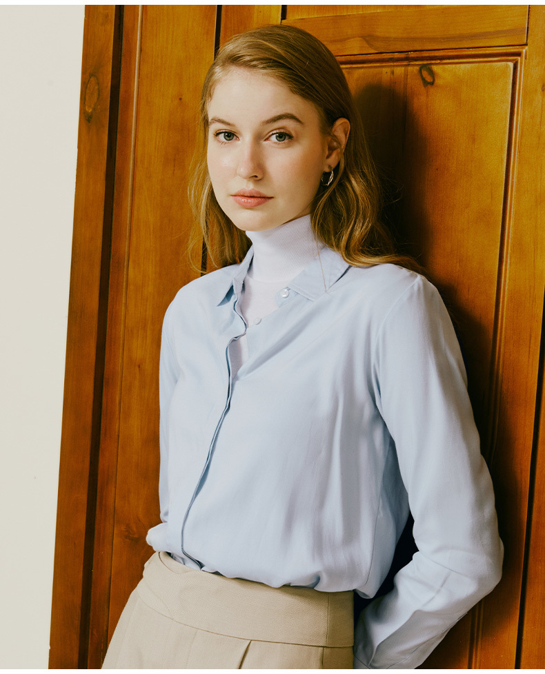 hush puppies暇步士女装衬衣2021秋新纯棉休闲长袖衬衫|ha-21743d