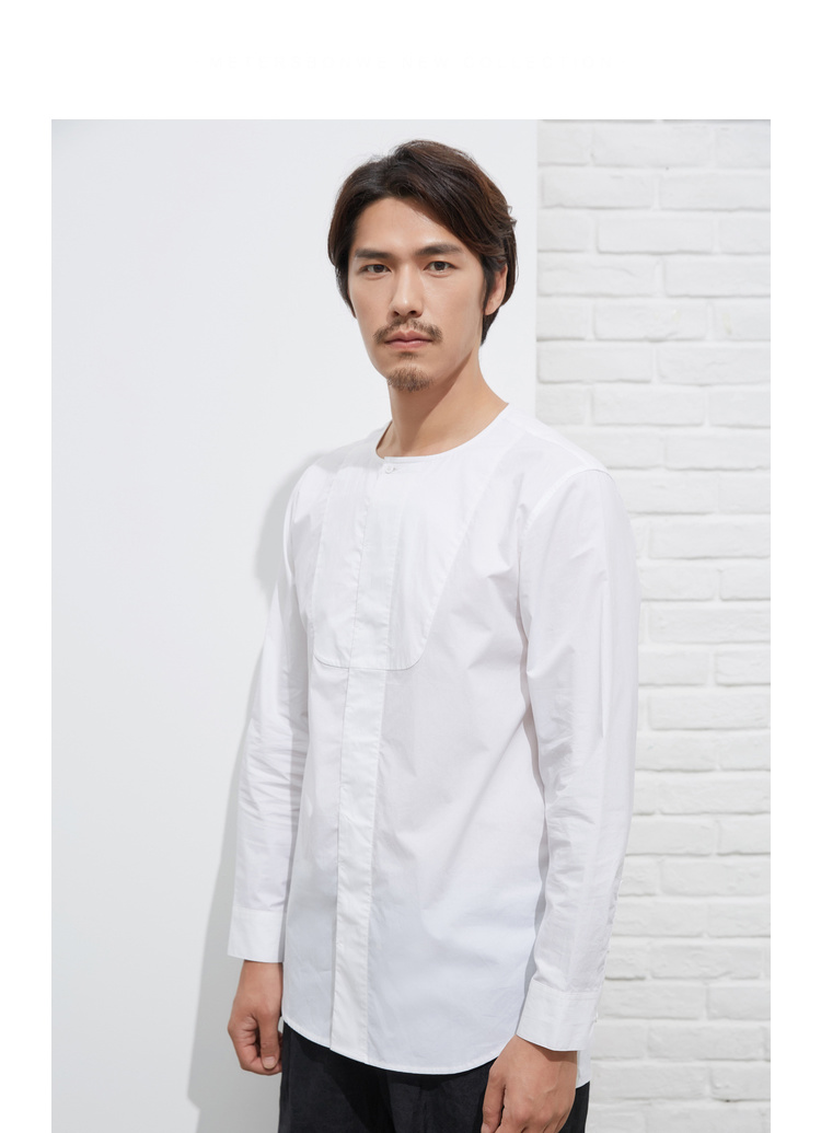 9,分享商品可得券]chin祺春款中国风无领长袖衬衫男潮流休闲潮流男士