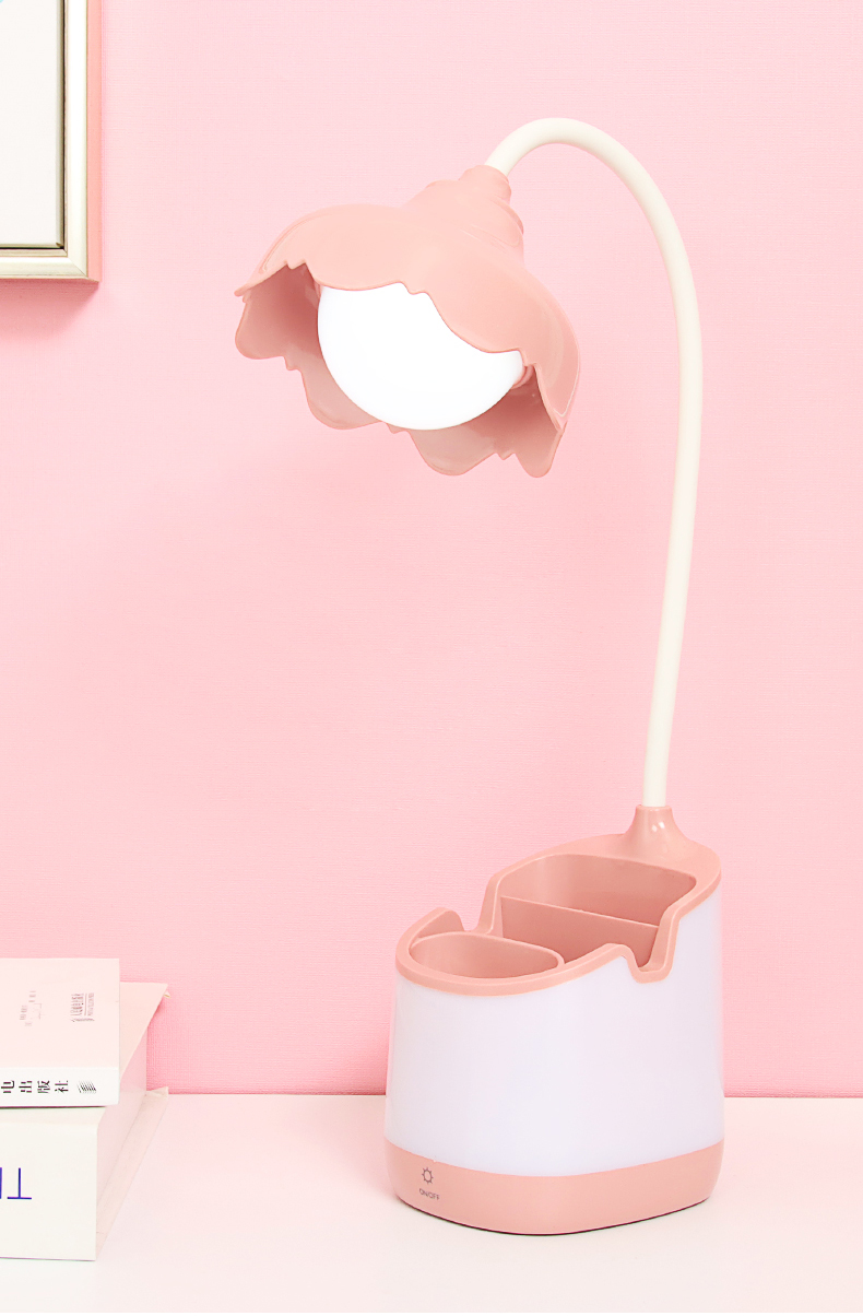 希杰狮王少女心led台灯护眼书桌宿舍学生usb充电插电两用儿童卧室阅读