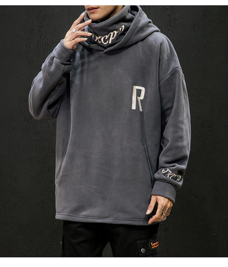 yuansu秋冬cec卫衣男韩版潮流连帽高领宽松大码加厚外套运动原宿风