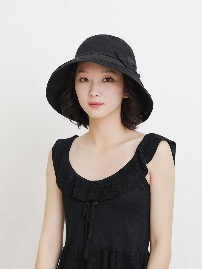 祥世恒吉帽子 祥世恒吉新款色蝴蝶结渔夫帽夏季韩国大檐遮阳帽防太阳