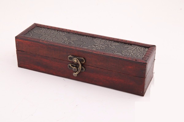 超级新品 古典雕花贴皮牡丹木质发簪盒簪子项链盒子中国风首饰收纳