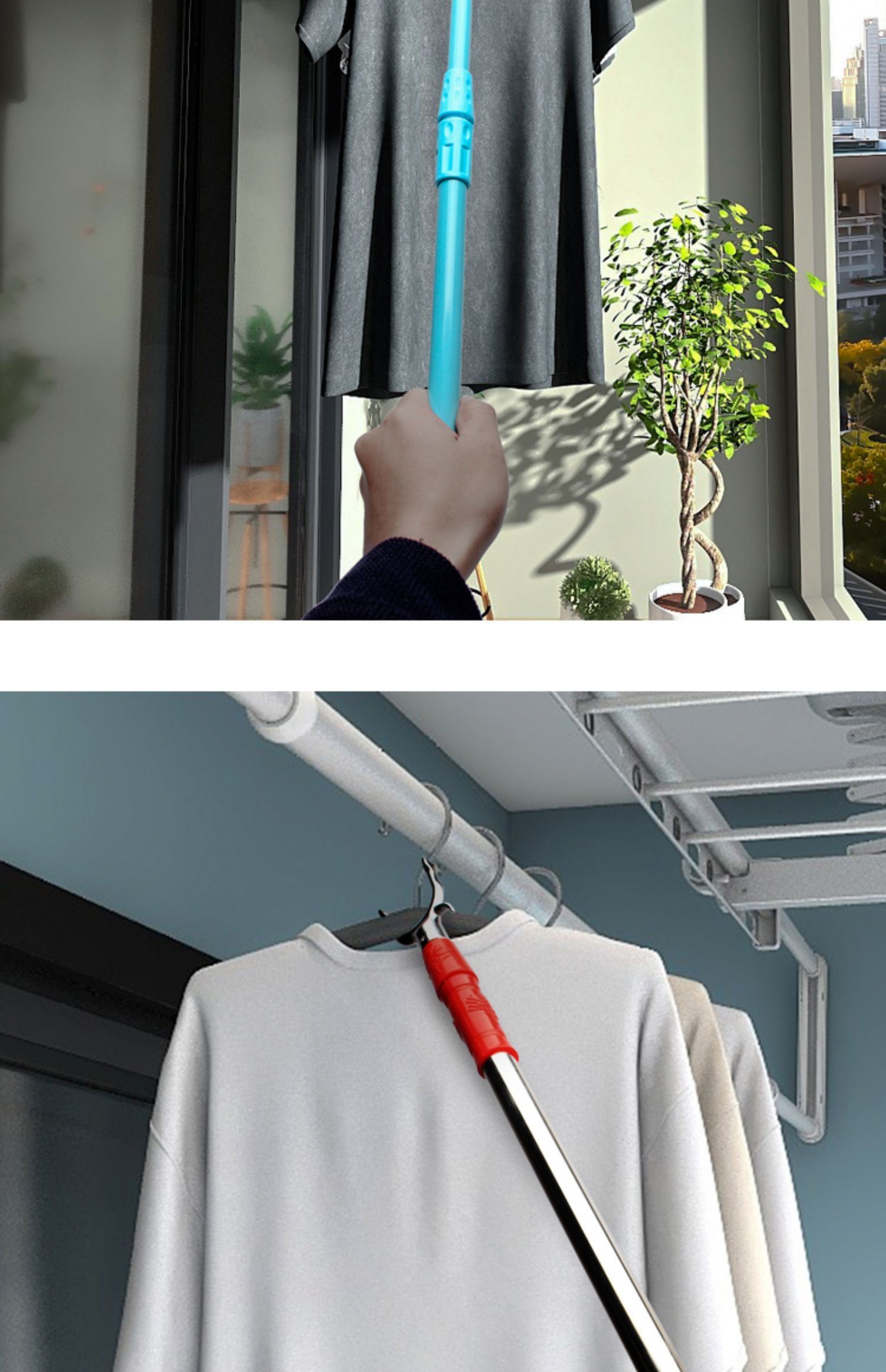 不锈钢衣叉撑衣杆伸缩晾晒家用支撑衣架取衣服挂衣叉阳台挑衣棍钗