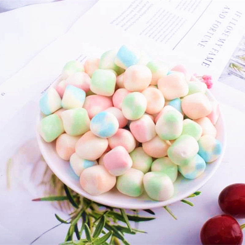 爱心形散装炫彩色脆皮棉花糖混合夹心软糖烘焙甜品蛋糕装饰婚庆心形