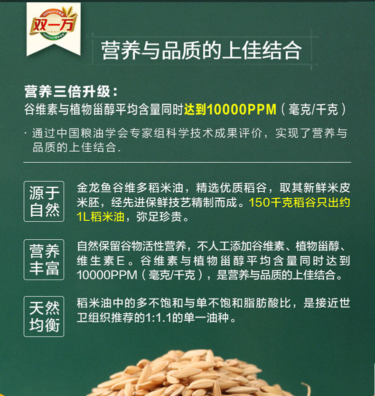 金龙鱼双一万稻米油900mL