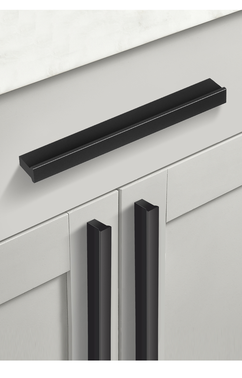 轻奢拉手柜门现代简约金色抽屉五金欧式橱柜衣柜门把手t型通体黑 敬平