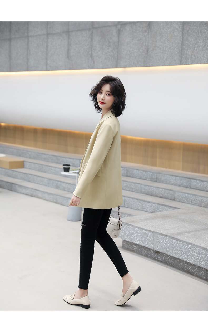 rosuya小西装女装2021秋季新款时尚气质纯色西服外套双排扣韩版休闲