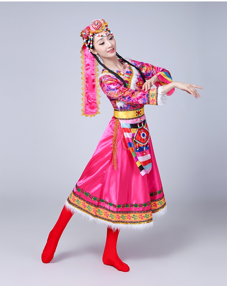新款少数民族舞蹈服装成人演出服装长款女藏族舞台广场舞服饰西藏