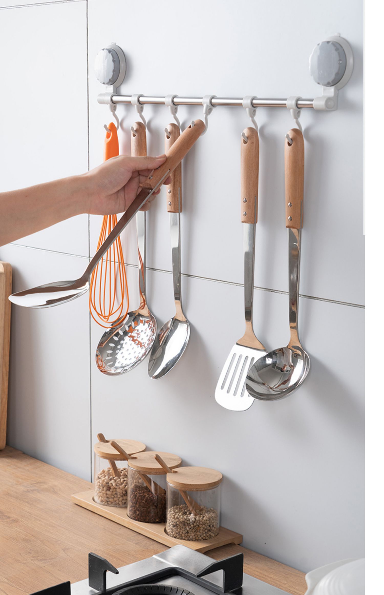 三维工匠家庭整理用具 三维工匠厨房不锈钢挂钩排钩壁挂厨具用品墙壁