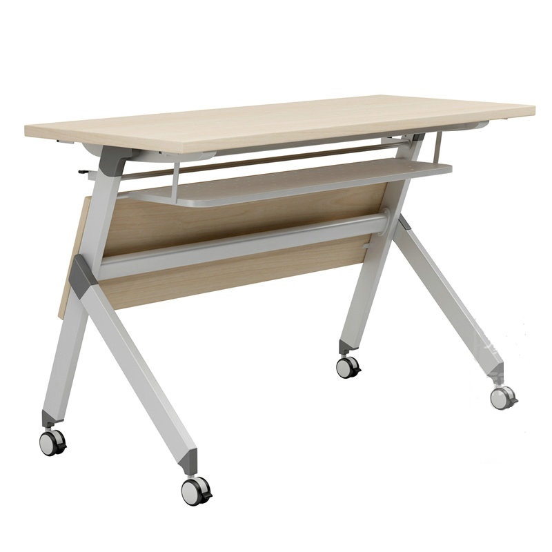 一利折叠长条会议桌移动办公桌椅带轮子多功能折叠课桌椅