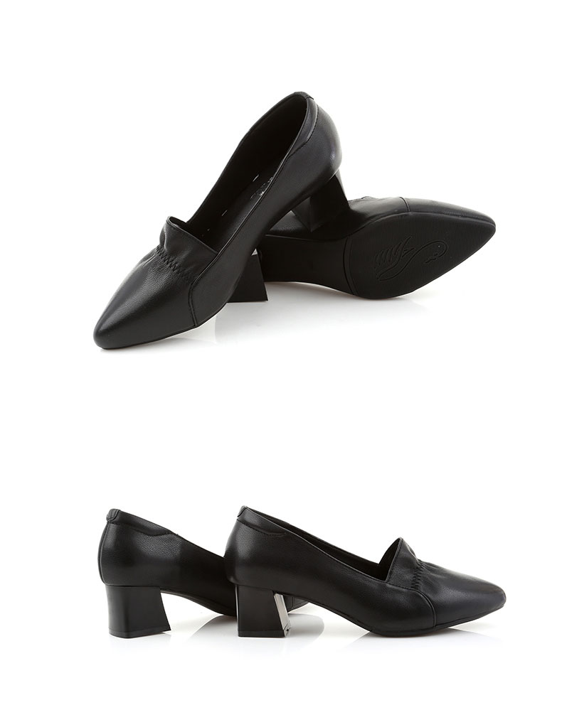 ideamini中跟单鞋女春秋季皮女鞋浅口小皮鞋百搭软底职业工作鞋大码