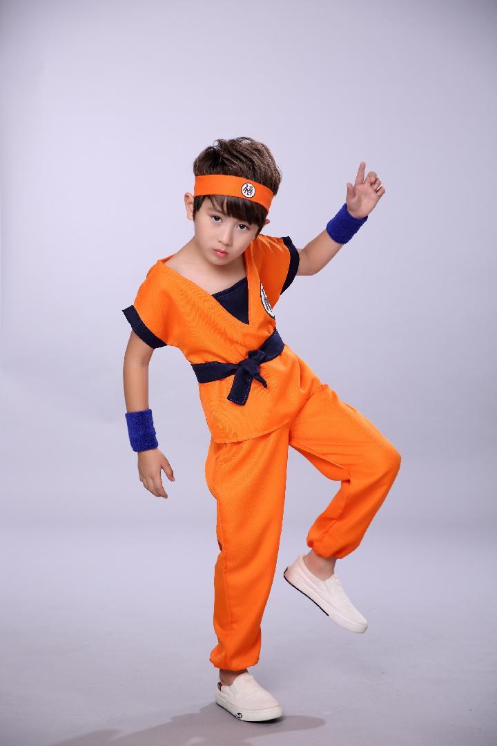 万圣节新款儿童演出服七龙珠男童cosplay动漫装服装孙悟空表演服桔