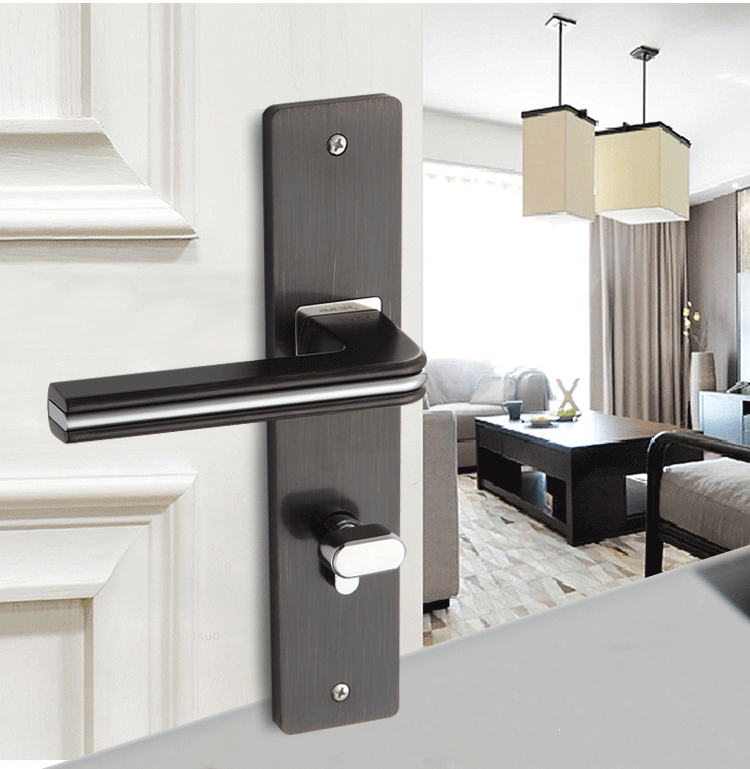 门锁室内卧室家用古达磁吸锁子美式木门锁黑色轻奢简约锁具