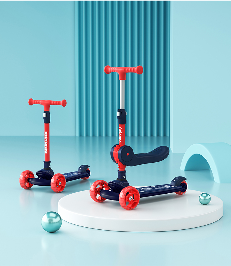 百诺恩beinoen儿童多功能折叠滑板车儿童可坐三合一宝宝滑滑车1岁以上