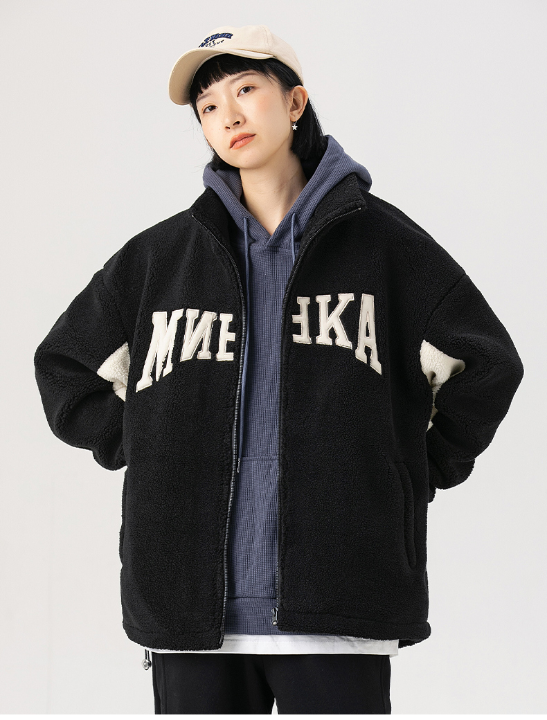 champion冠军原创羊羔绒外套男冬装棉服日系复古宽松休闲加厚情侣款