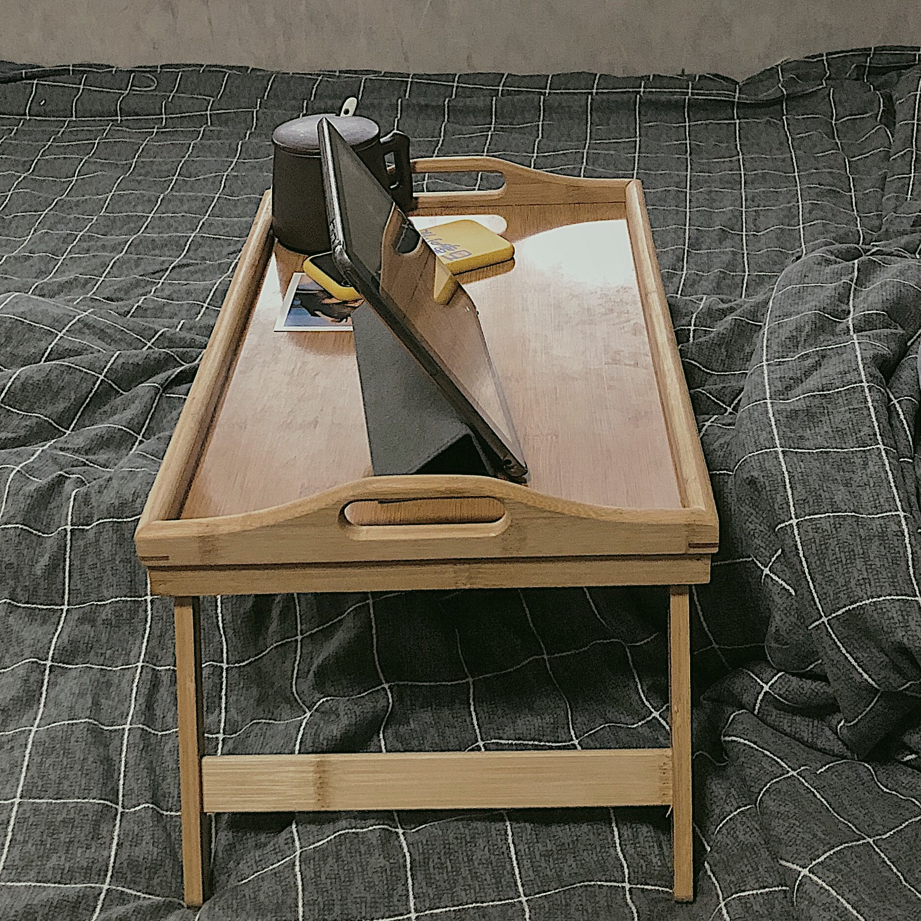 逸家伴侣msho 床上小桌子楠竹实木 大学生宿舍懒人电脑床桌 家用可