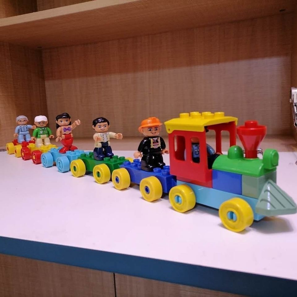 兼容乐高通用大颗粒积木小火车南瓜车拖车积木车50大颗粒5积木车