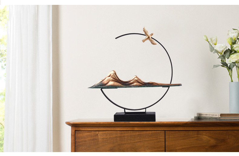 新中式禅意铁艺工艺品摆件家居客厅办公室玄关创意软装饰品摆设